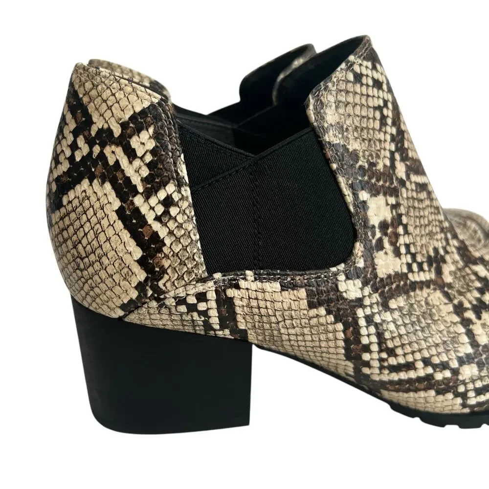 Vionic Belmont Snake Embossed Leather Ankle Booties Size 7.5